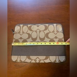 COACH Brand Tan W/Brown Tablet IPad Sleeve Holder(measurements on pics) LIKE NEW